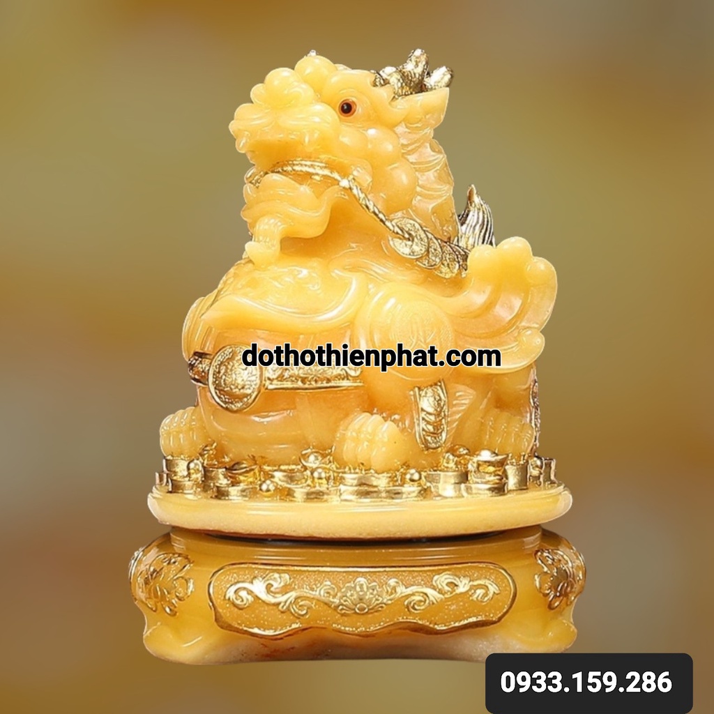 Phong Thủy Tỳ Hưu Đá màu vàng loại 1 nhiều kích thước