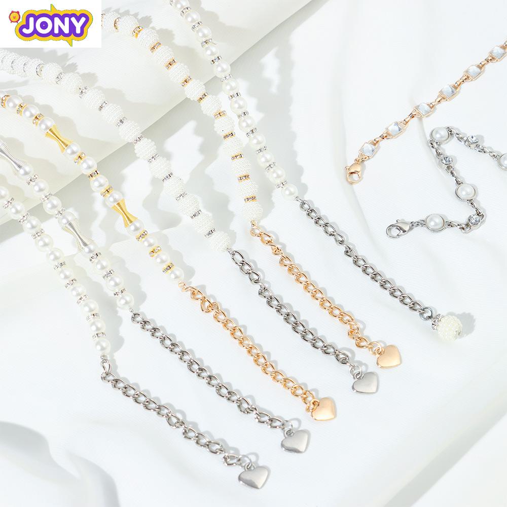1 Cặp Dây Buộc Giày Cao Gót Đính Ngọc Trai Tua Rua Chống Trượt Thời Trang Cho Nữ