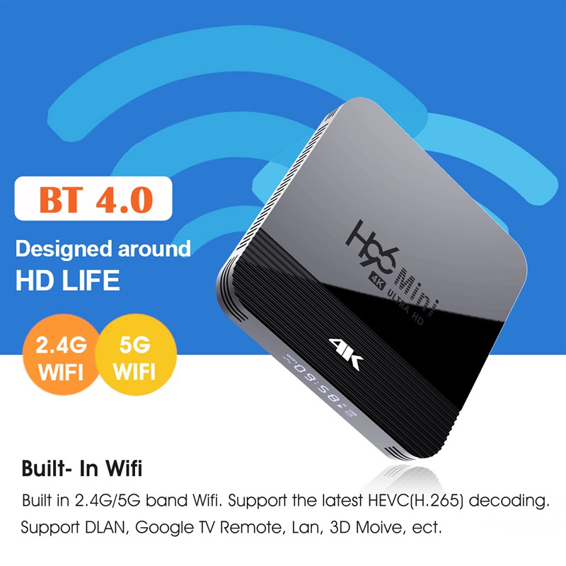 Combo 5 smart tivi box RAM 2G, Bộ nhớ 16G, tính năng tìm kiếm bằng giọng nói bảo hành 12 tháng COMBO5 H96MINIH8