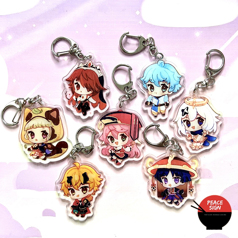 ( Mica trong acrylic ) Móc khóa in hình GENSHIN IMPACT ver MẮT BIẾC anime chibi game