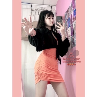 Set áo voan cột eo + đầm body 2 dây nhún