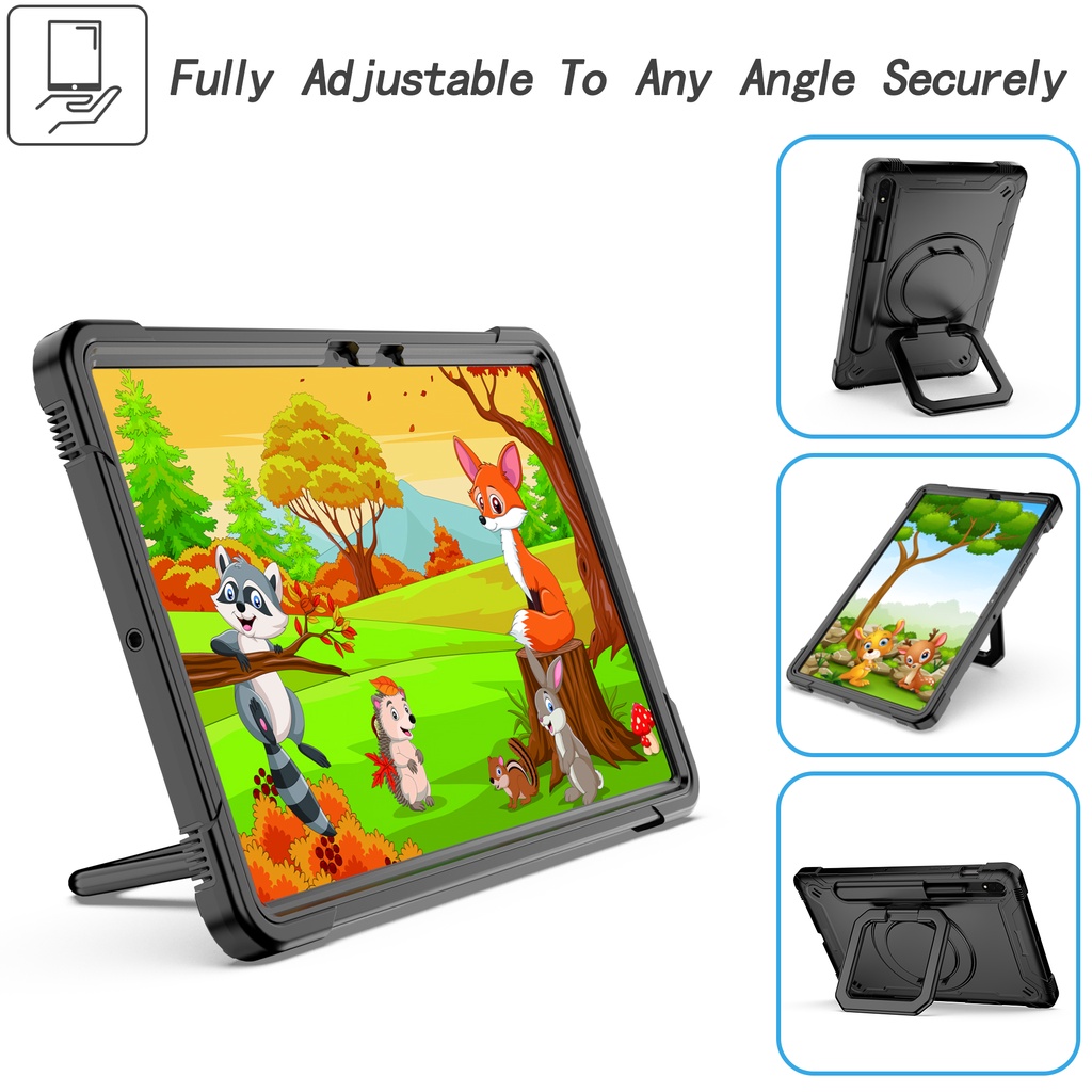 Bao Da Máy Tính Bảng 360 Độ Cho Samsung Galaxy Tab S8 11 2022°Ốp Máy Tính Bảng Chống Sốc Có Dây Đeo Vai Và Giá Đỡ Xoay Được Cho Tab S7 11 2020/T Tab A7 10.4 2020/T Tab A7 Lite 2021/T Tab A 8.0 2019
