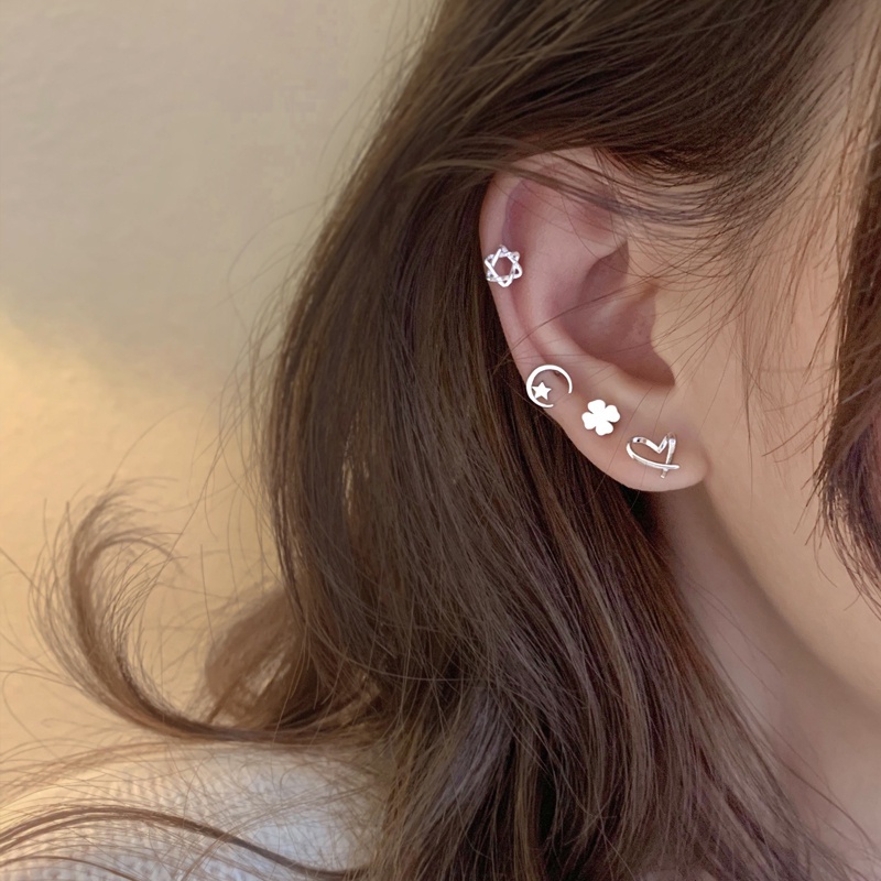 Ahellogirl Bông Tai Mạ Bạc 925 Hình Hello Kitty Phong Cách Hàn Quốc