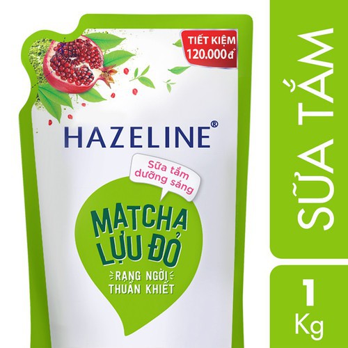 Sữa tắm Hazeline Lựu đỏ & Matcha (Xanh) Túi 1Kg