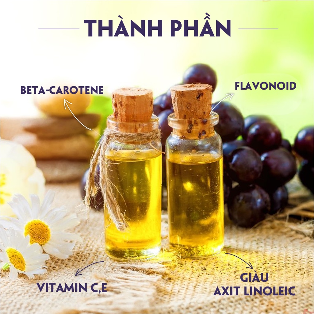 Dầu Hạt Nho 24Care Nguyên Chất - Săn chắc da, giảm bọng mắt, dưỡng ẩm, tăng sinh collagen - Dung tích 60ml