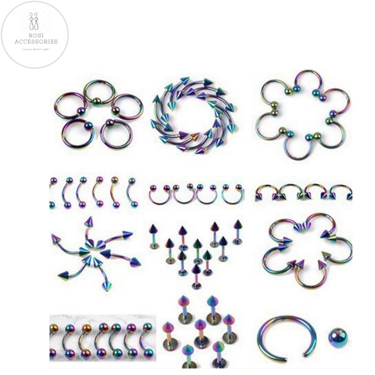 Set 9 Khuyên Nam Nữ Cho Tai, Môi, Mũi, Rốn (Giá cả bộ)