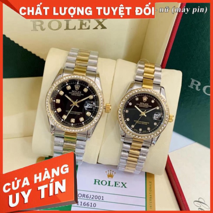 Đồng hồ nam nữ Rolex - unisex viền đá dây kim loại chống nước - DH505 - Hàng nhập khẩu