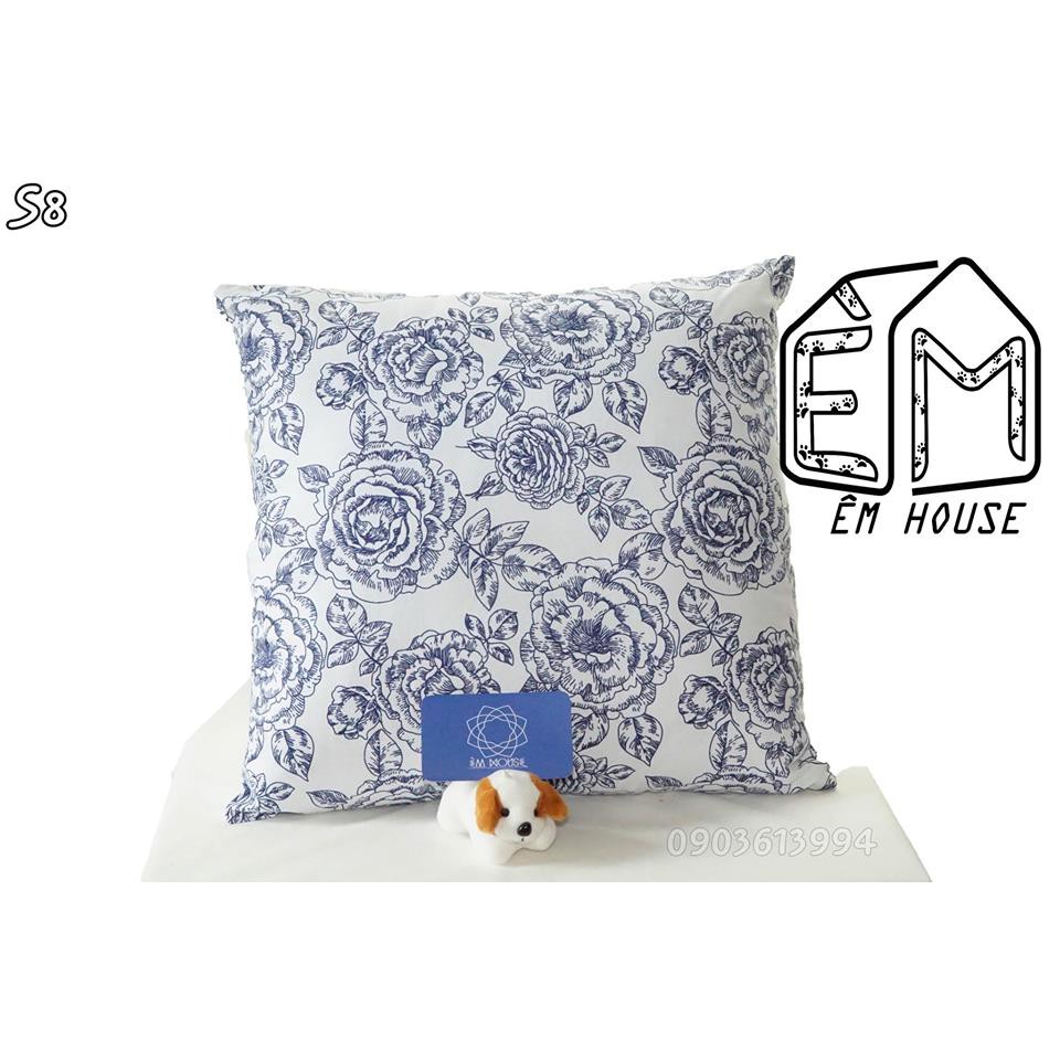 Vỏ gối Êm House tựa lưng sofa 40x40 các màu sọc và hoa
