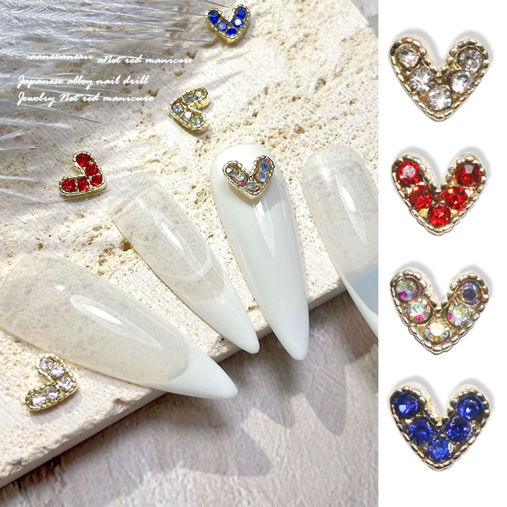 [Hàng mới về] Bộ 10 phụ kiện trang trí móng tay hình trái tim xinh xắn đẹp mắt 3D