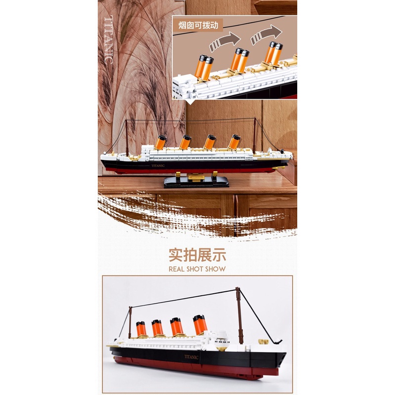 Set 481 khối lắp ráp SLUBAN tàu titanic tỉ lệ 1:700