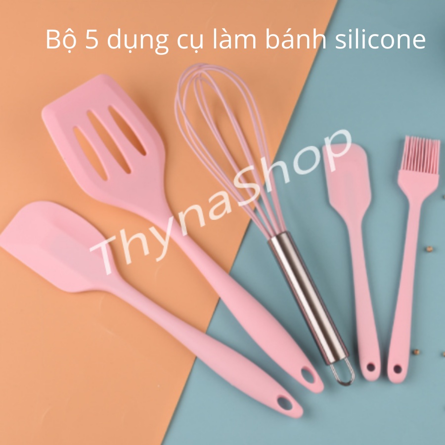 Set 5 phới to, chổi quét dầu, xẻng lật đồ ăn silicon làm bánh, làm bếp