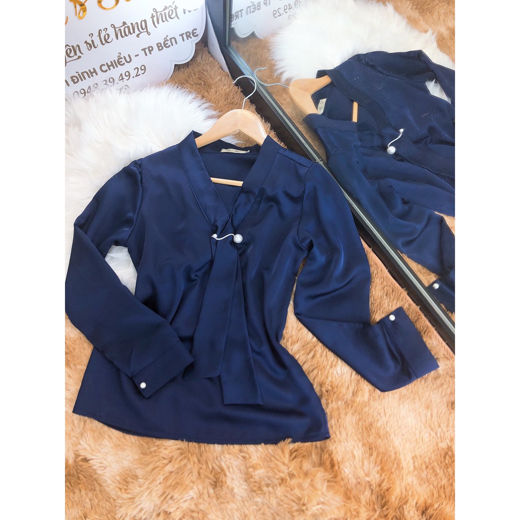 Áo Sơ Mi Nữ Tay Dài Satin Lụa Cổ Cách Điệu (Kèm Ảnh Thật Và Clip) | BigBuy360 - bigbuy360.vn