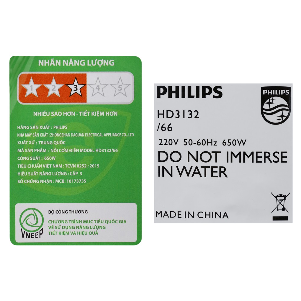 Nồi cơm điện Philips 2 lít HD3132/66 Bạc