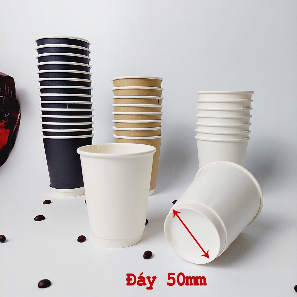 50 chiếc cốc giấy 2 lớp có nắp 240ml size 8oz NHẬP KHẨU HÀN QUỐC