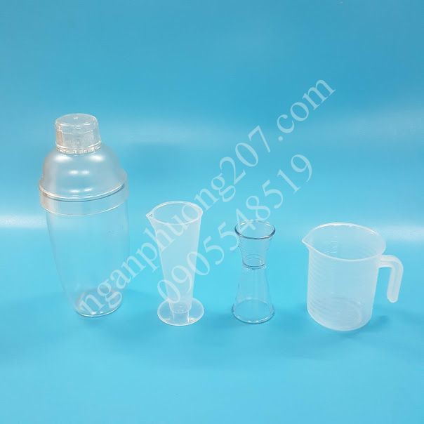 Bộ dụng cụ đong 4 món dành cho pha chế (1 ca 250ML, 1 ly 100ML, 1 jigger 2 đầu, 1 shaker 700ML)