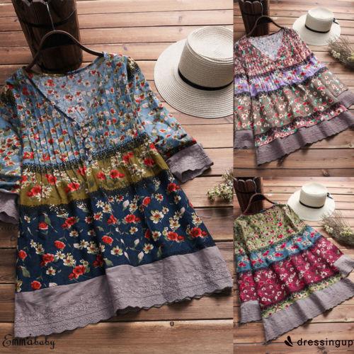 Áo Nữ Tay Dài Cổ Chữ V Họa Tiết Hoa Phong Cách Boho Thời Trang Quyến Rũ