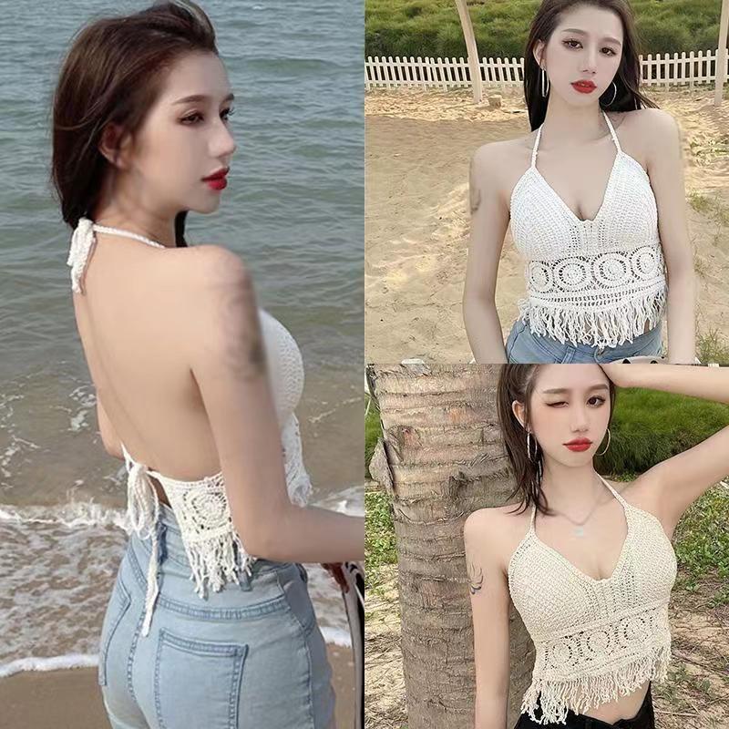 Bikini đi biển đồ bơi nữ váy bơi nữ Bikini len móc cá tính kín đáo áo tắm