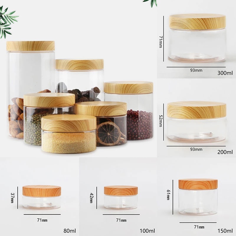 Hộp Nhựa Trong Suốt Có Nắp Đậy Miệng Rộng Đựng Thực Phẩm Tươi / Trà / Cà Phê Chống Ẩm