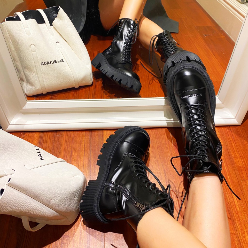 Giày Bốt Martin Da Cá Tính Trẻ Trung Thời Trang 2021