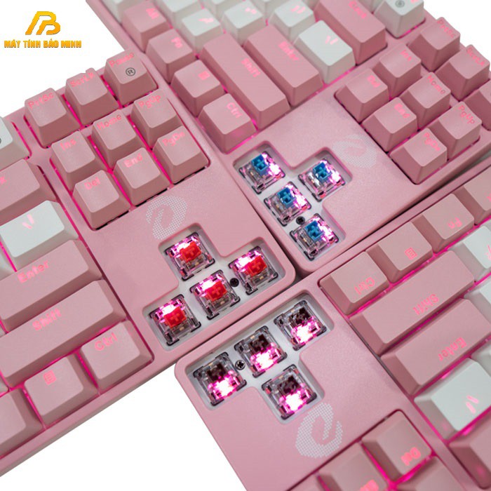Bàn Phím Cơ DareU EK87 Pink White Multi LED Brown/Red/Blue Switch - Hàng Chính Hãng