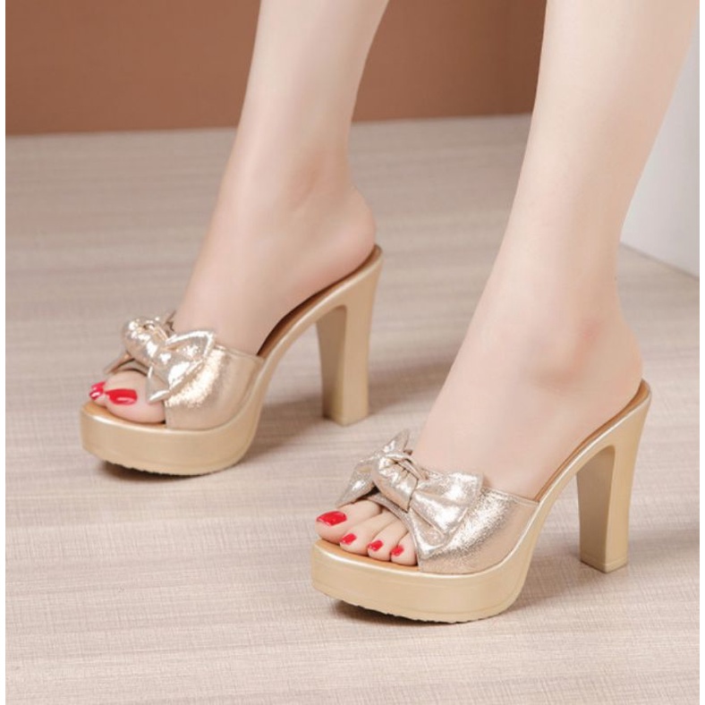 Dép cao gót nơ cuộn 7F GPSHOP