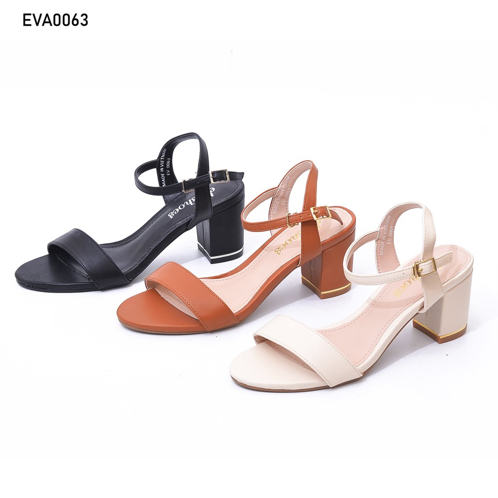 Dép Sandal Nữ Đế Vuông Viền Ánh Kim Mũi Nhọn Quai Ngang Bằng Da Pu Đế Cao 5Cm Evashoes - EVA0063