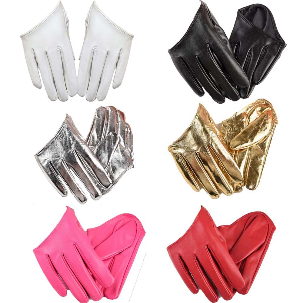 Găng tay nửa bàn bằng da giả màu trơn quyến rũ cho nữ