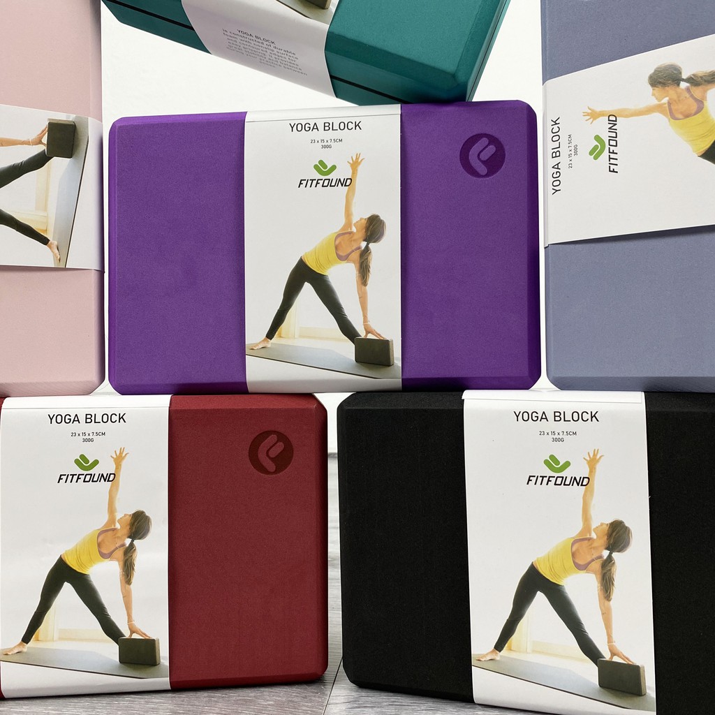 Gạch Gối Tập Yoga EVA Nặng 300G Viền Kẻ Độ Cứng Cao Không Lún - Yoga blocks FITFOUND