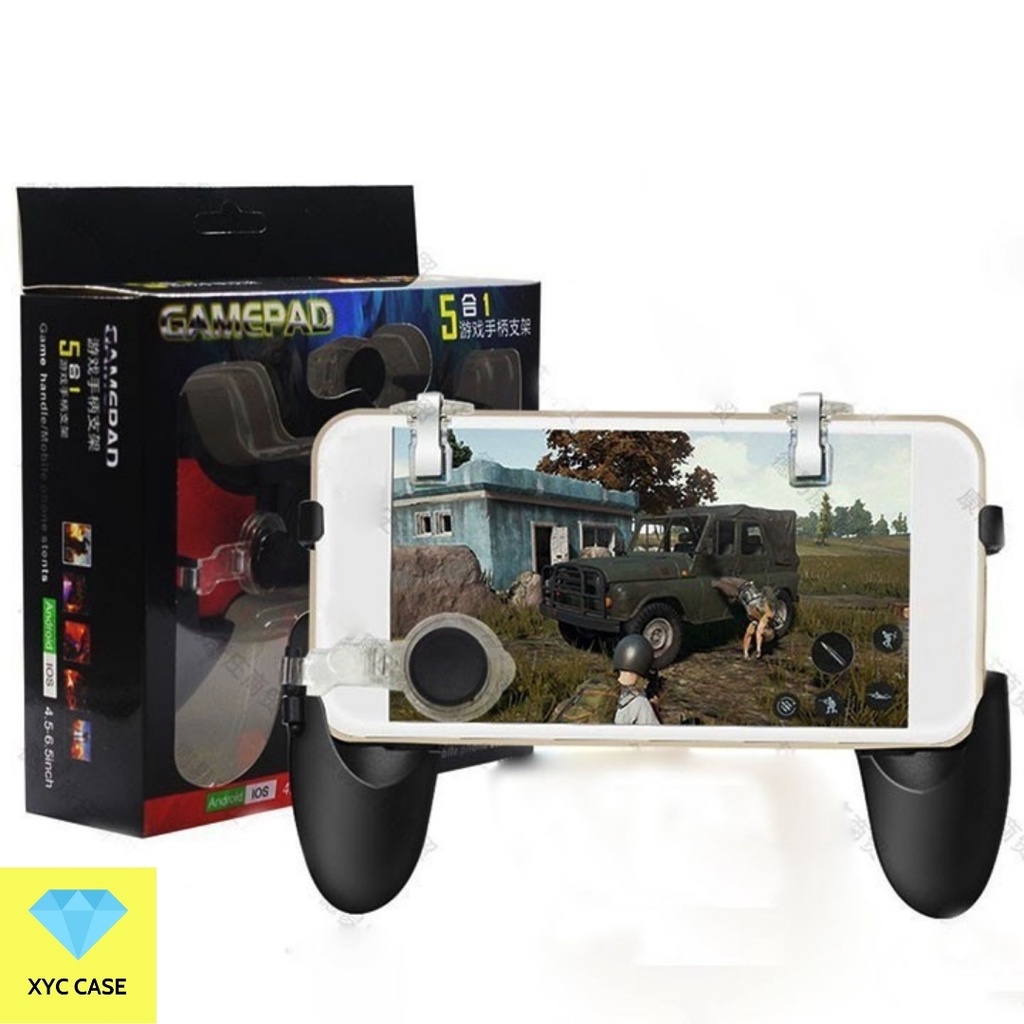 Tay Cầm Chơi Game PUBG, Liên Quân 5 in 1 Dùng Cho Điện Thoại 4.5 - 6.5 inch