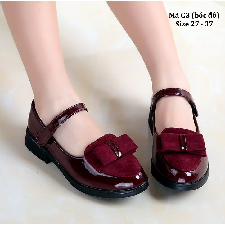 Giày bé gái màu đỏ bóc đô siêu xinh G3