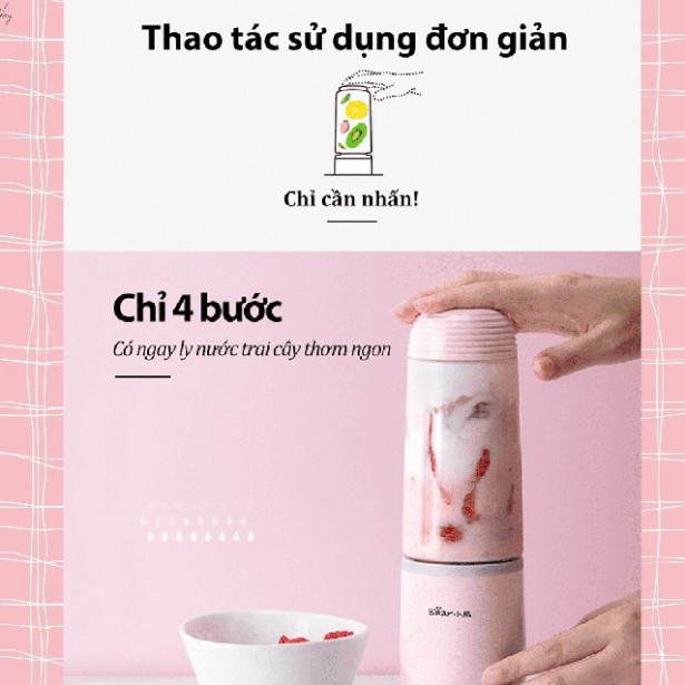 Máy xay sinh tố cầm tay Bear LLJ-D04B1-Máy xay sinh tố 2 cối 350ml tiện dụng hàng chính hãng