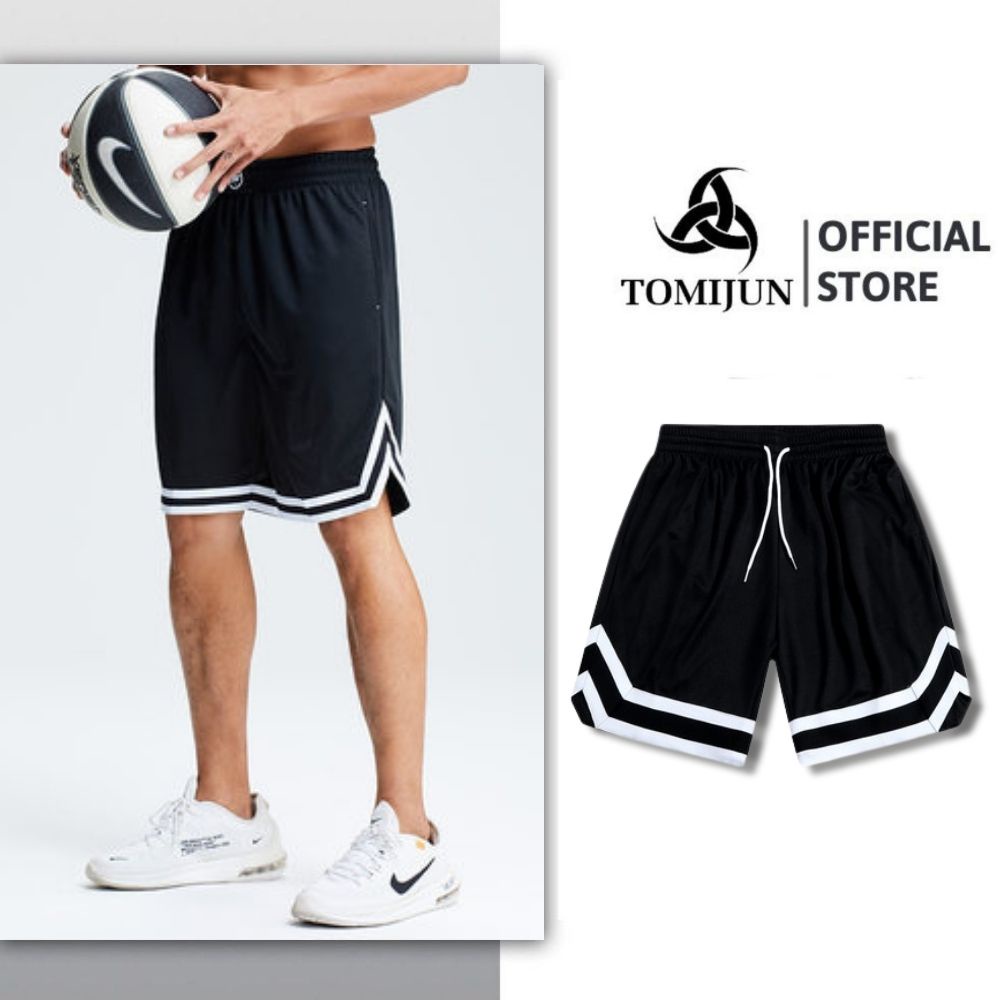 Quần đùi nam, quần short unisex TOMIJUN vải poly co giãn, form rộng, tập thể thao hay mặc nhà