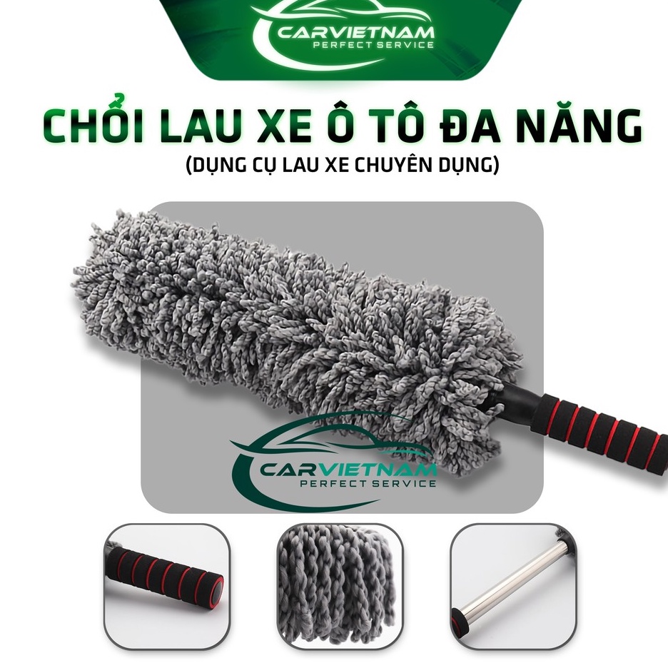 Chổi Sợi Dầu Phủi Bụi, Lau Xe Chuyên Dụng Cho Ô Tô - Cán Điều Chỉnh Được Độ Dài - BH 12 tháng