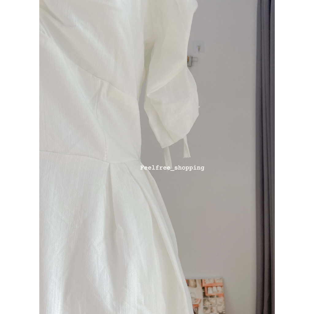 Đầm Trắng Dài Cúp Ngực Tay Phồng Thắt Nơ Hai Lớp Mặc Đi Tiệc, Đi Chơi, Kỷ Yếu (Hình Thật) | BigBuy360 - bigbuy360.vn