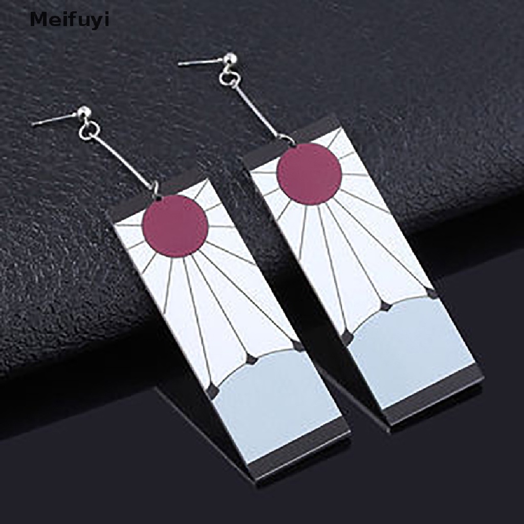 [Meifuyi] Acrylic Tanjiro Earrings Demon Slayer Earrings Anime Cosplay Props Girls Jewelry COD