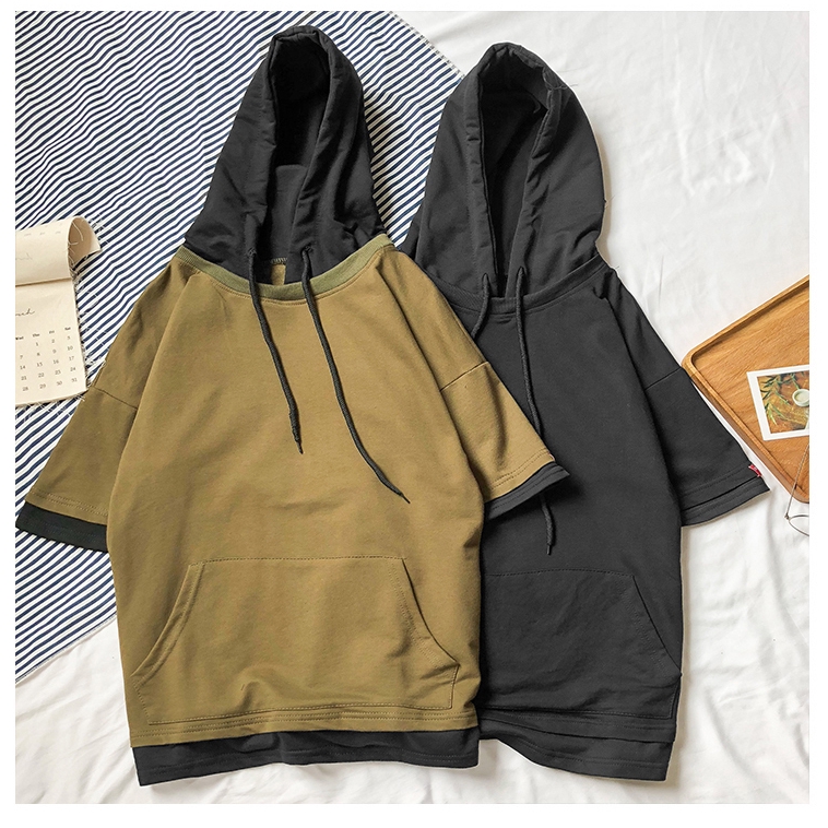 Áo hoodie tay ngắn năng động thời trang trẻ trung cá tính dành cho nam | BigBuy360 - bigbuy360.vn