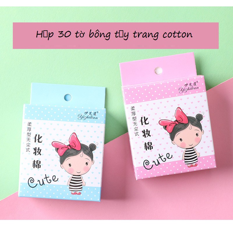 Hộp 30 Tờ Bông Tẩy Trang Cotton Yishilian Cute Siêu Tiện Lợi - Y379-A7T1