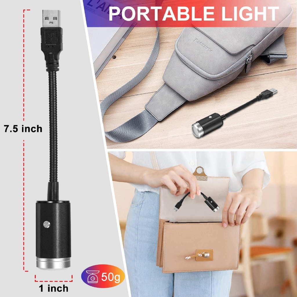 Đèn LED Chiếu Laser Hình Bầu Trời Sao Mini USB Xoay Được Trang Trí Trần Xe Hơi