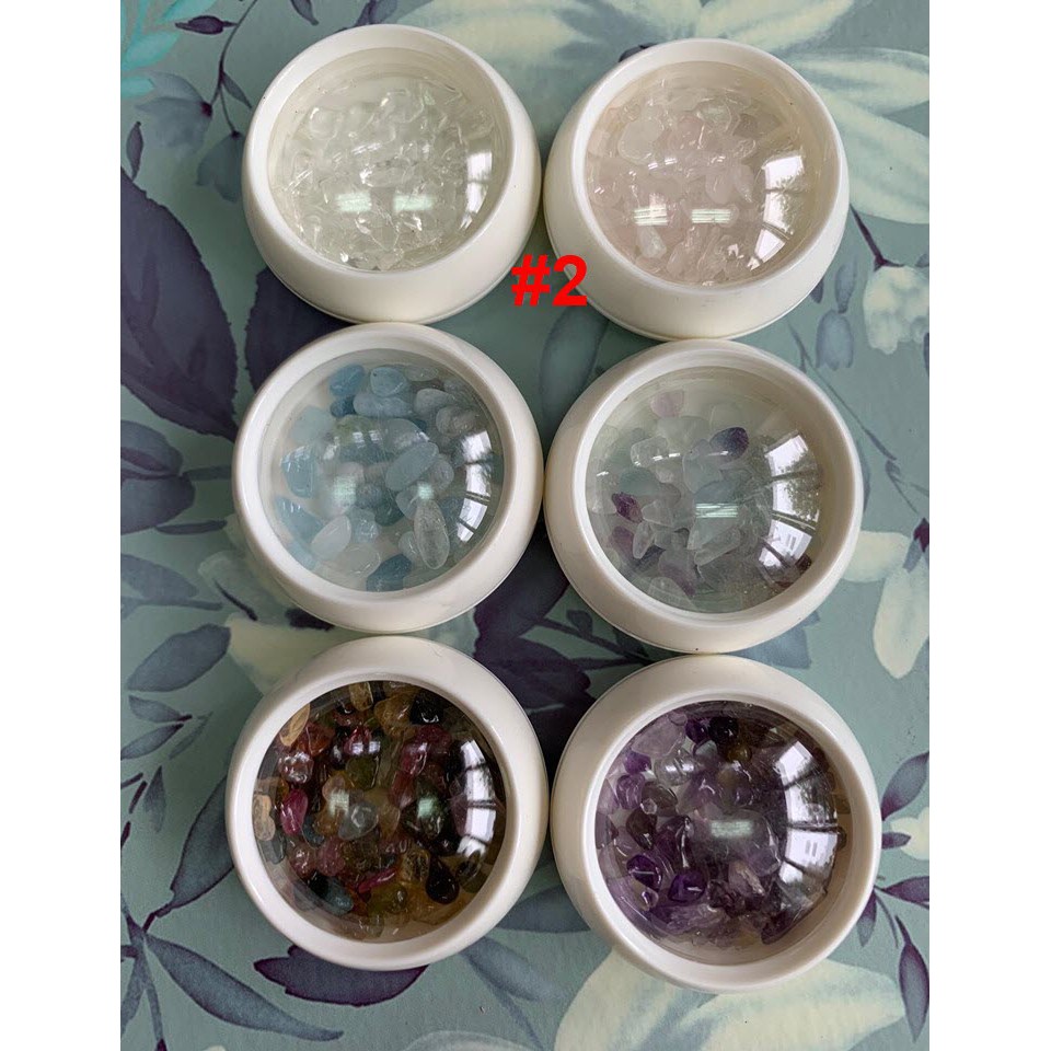 Sét Xà Cừ Sỏi Trang Trí Móng Nail Với Màu Sắc Tự Nhiên Pha Lê trong Suốt  - Lẻ 1 Sét 6 Hũ