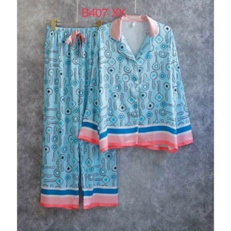 Pijama lụa dài hình chìa khóa hàng QC cao cấp