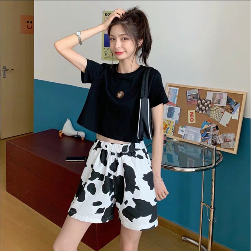Quần Short DAIRY COW Màu Bò Sữa Ulzzang Unisex