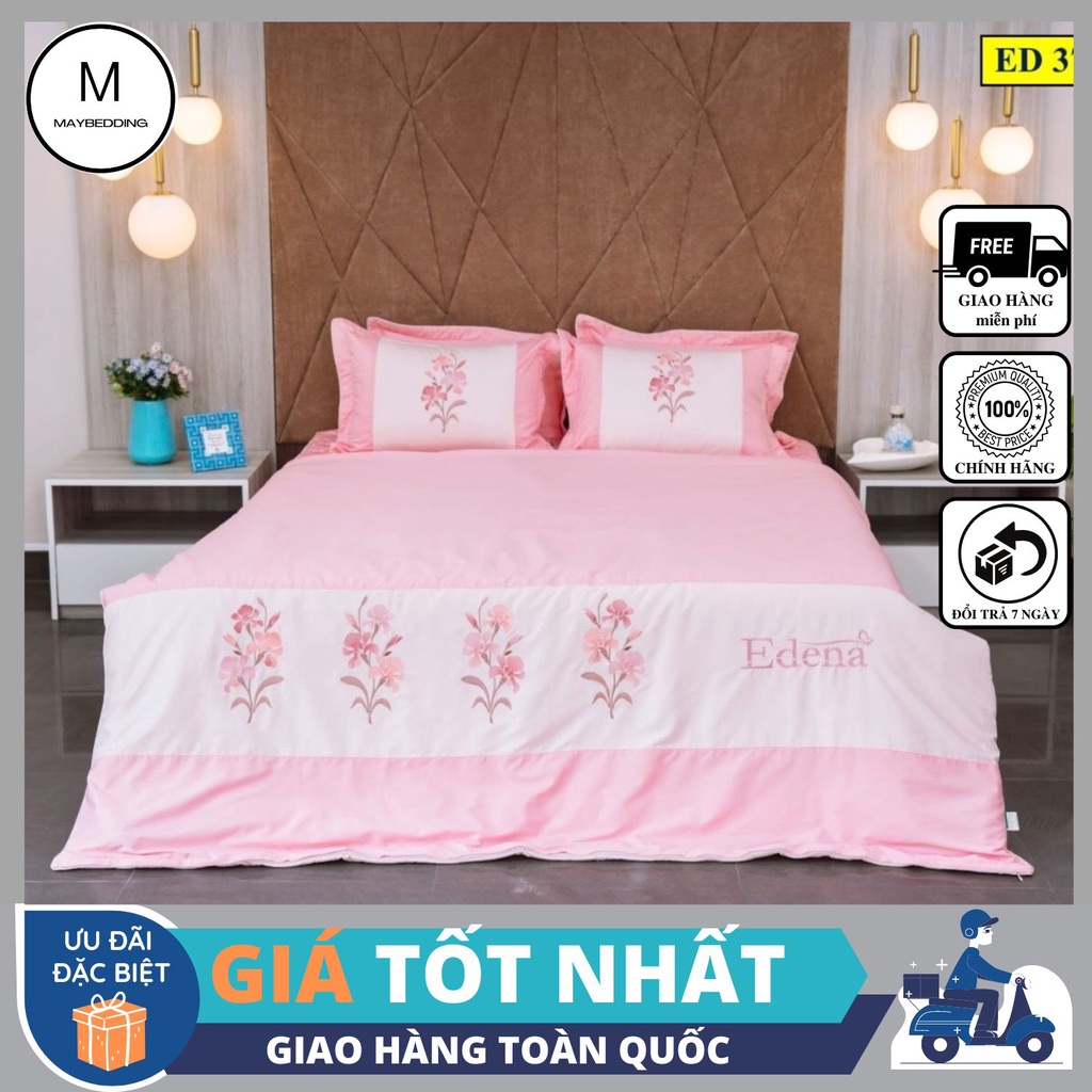 Bộ ga ( drap ) Cotton Solid Edena mẫu 370 - Chính Hãng , Cao Cấp in Maybeding