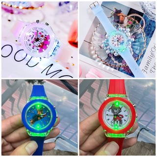 Đồng hồ trẻ em kitty, elsa, chú chó cứu hộ paw patrol có đèn led cho bé gái bé trai