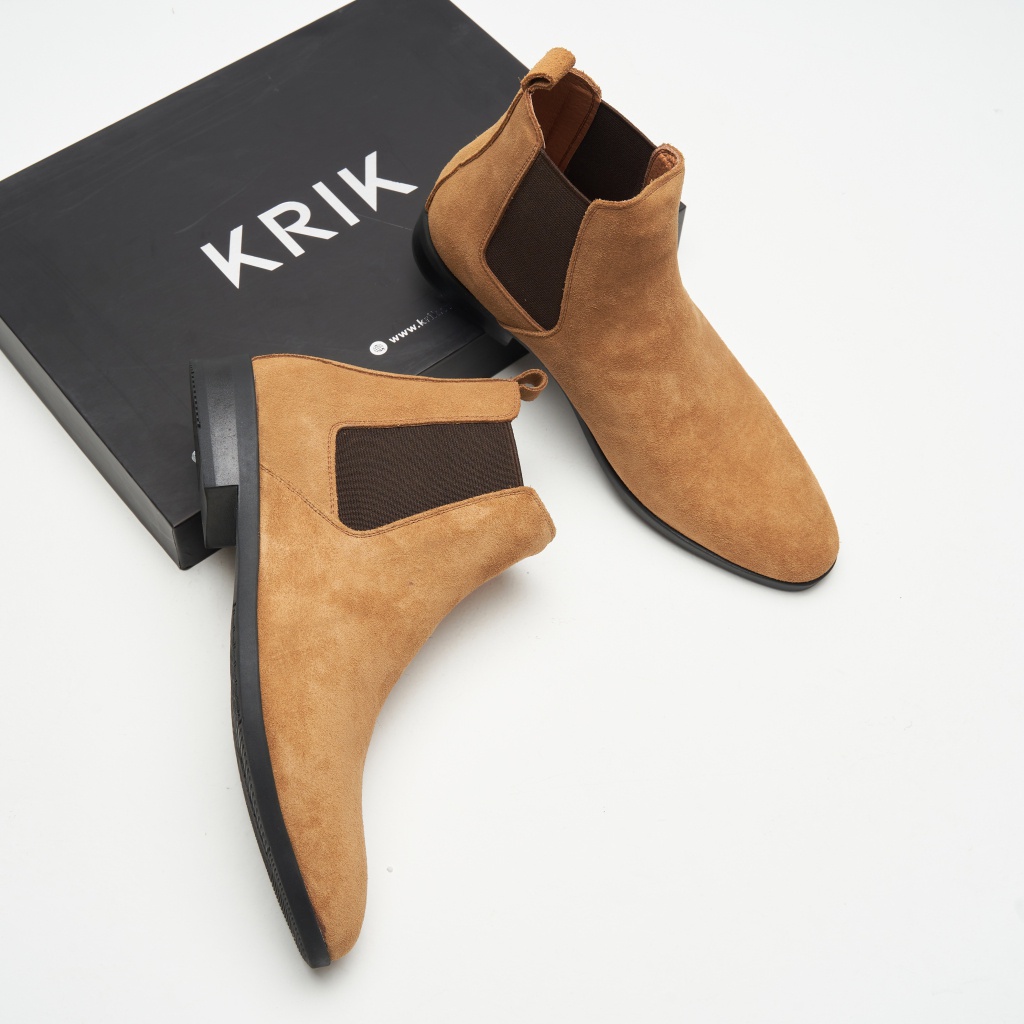 Giày Nam Chelsea Boot Da Bò Nhập Khẩu KRIK Tăng Chiều Cao Thiết Kế Da Lộn Nâu Trẻ Trung Dễ Phối Đồ GN9012 | BigBuy360 - bigbuy360.vn