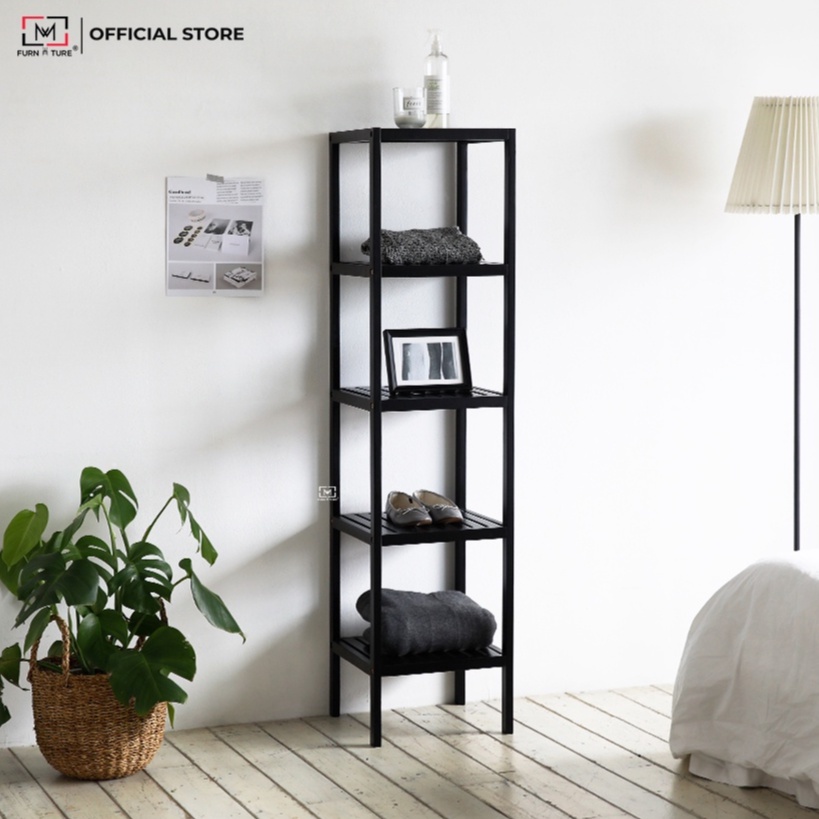 Kệ gỗ trang trí đa năng hình vuông 5 tầng màu đen - MW FURNITURE - Nội thất trang trí