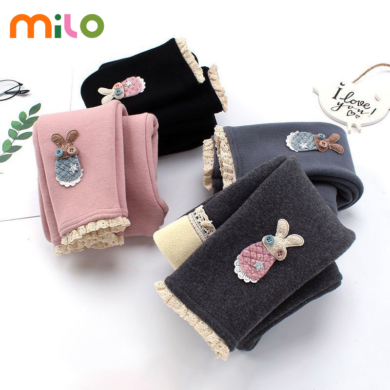 Milo Quần Legging cotton Phối Nhung Dày Giữ Ấm Phong Cách Phương Tây Thời Trang Thu Đông Cho Bé Gái Trung Niên