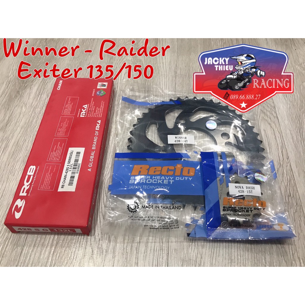 SÊN NHÔNG DĨA RCB Vàng + Nhông Dĩa Recto Thailand 9ly Winner - Raider - Exciter 135/150 - Sonic