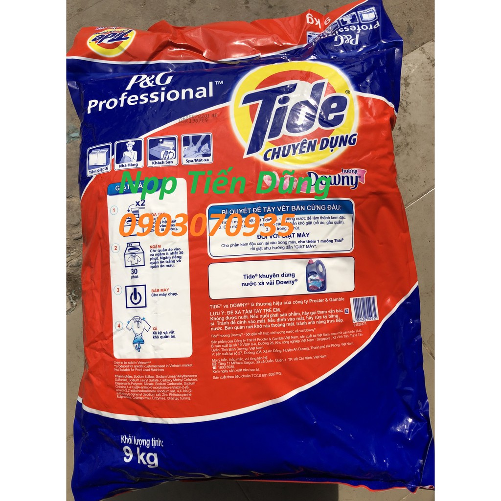 Bột giặt Tide 9kg chuyên dụng hương Downy