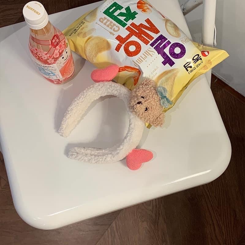 Cài tóc gấu teddy 2 tim