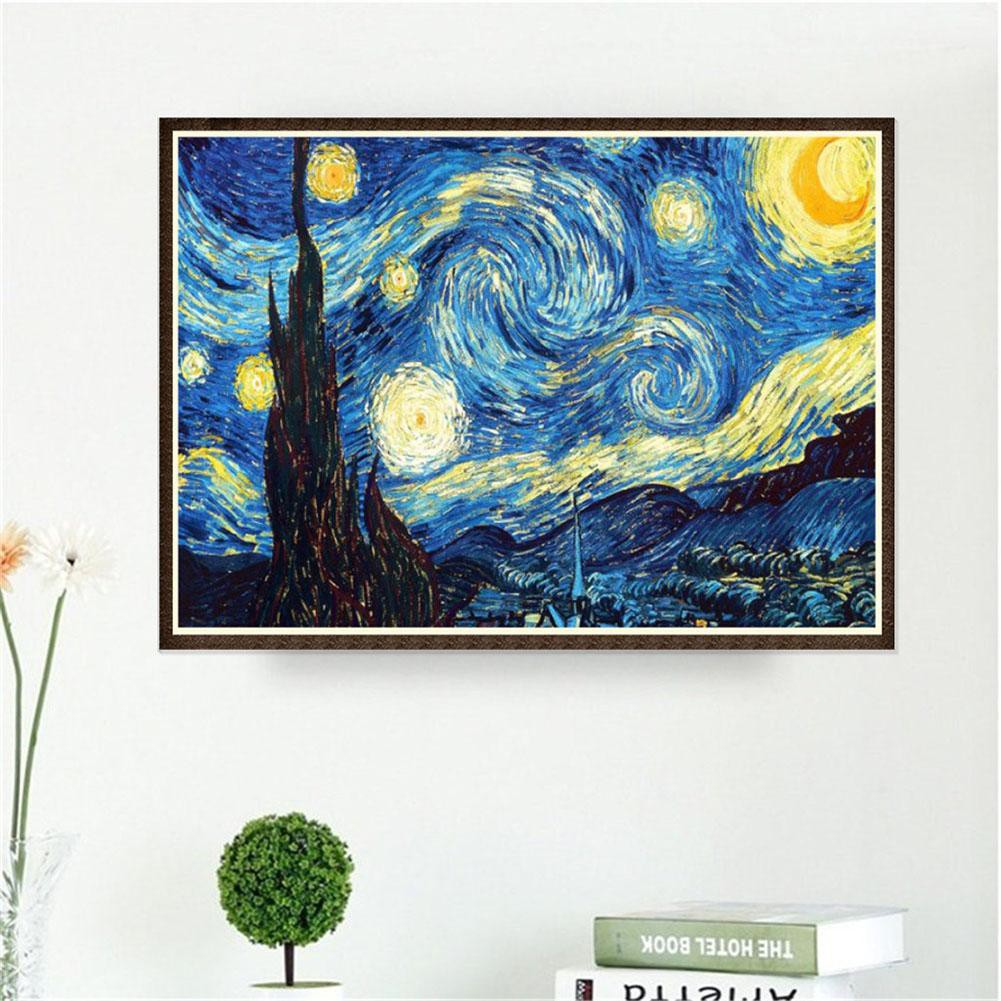 Bộ tranh thêu chữ thập đính kim cương 5D DIY hình bầu trời sao